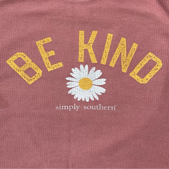Simply Southern Dusty Rose Waffle Knit “Be Kind' Sweatshirt with Daisy - Picture 8 of 10